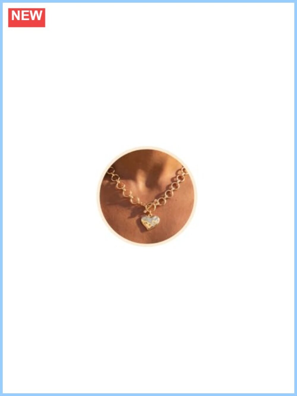 14K Gold Plated Heart Pendant Necklace Hammered Chunky Statement